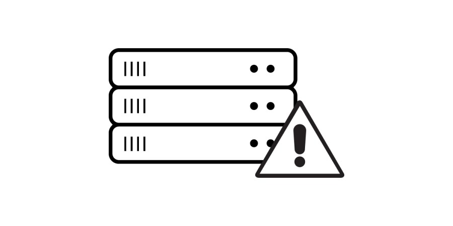 A black and white icon shows three stacked server units with a triangular warning sign in front, signaling a server error—ideal for illustrating alerts during a 2025 site update or issues impacting future website functionality.