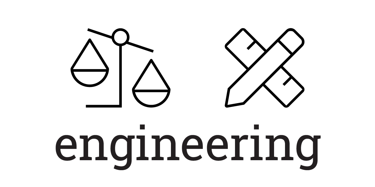 A graphic features a scale, pencil, and ruler above the word engineering in bold, black lowercase letters—simple black line drawings that evoke the precision of Engineering Drawing.