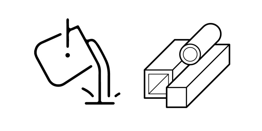 A line drawing shows liquid metal, possibly steel or alloys, being poured from a container on the left and three solid metal bars, including one cylindrical piece, on the right.