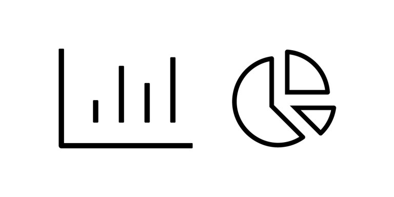 A black line drawing of a bar chart is on the left and a black outline of a pie chart is on the right, both displayed on a white background—ideal for illustrating energy efficiency in building systems.